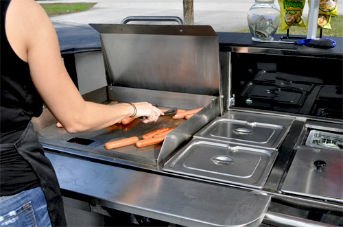 cooking on a food cart